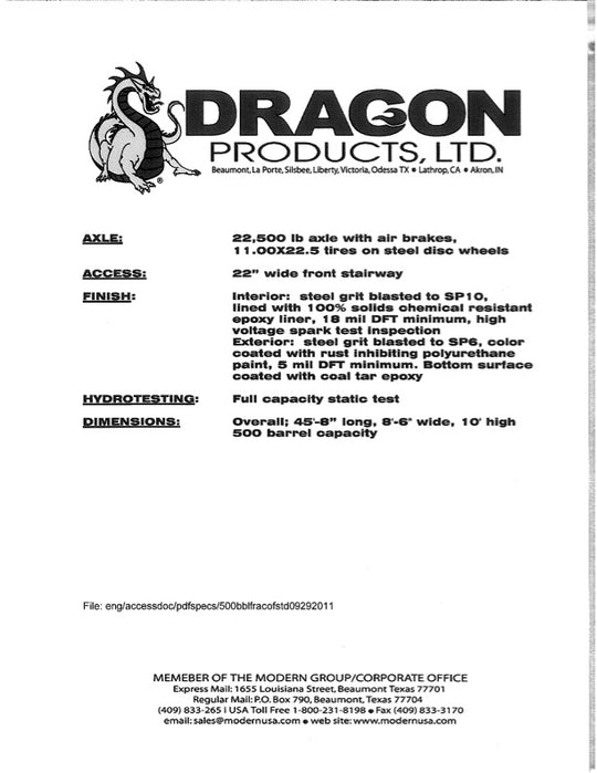 Dragon Flat Roof Frac Tank (1266)