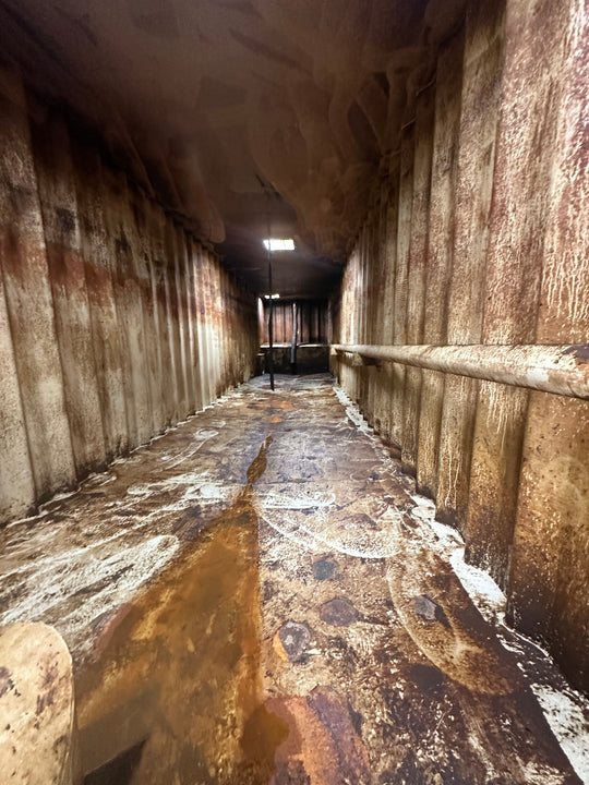 The interior of yellow Wichita 21,000 gallon frac tank #GP50042