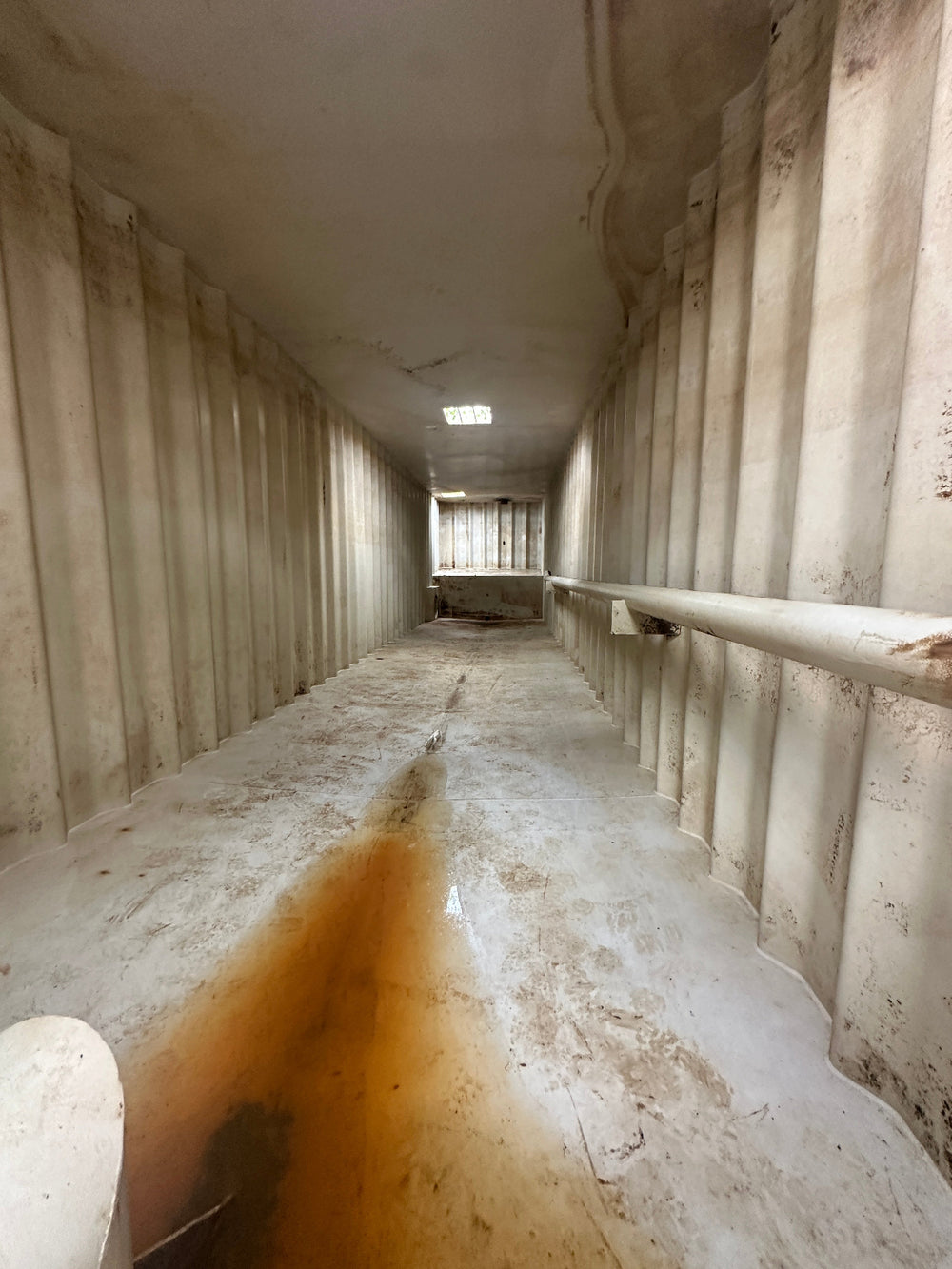 The interior of yellow Wichita 21,000 gallon frac tank #GP50168