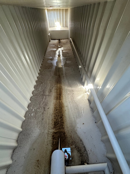 The interior of yellow Wichita 21,000 gallon frac tank #GP50057