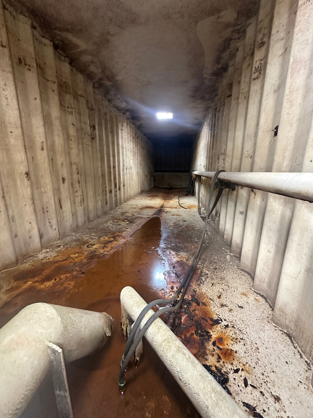 The interior of yellow Wichita 21,000 gallon frac tank #GP50145
