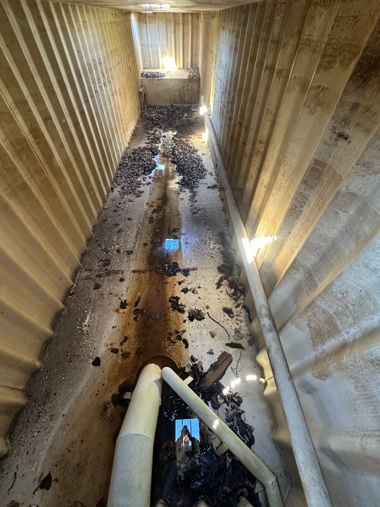 The interior of yellow Wichita 21,000 gallon frac tank #GP50178