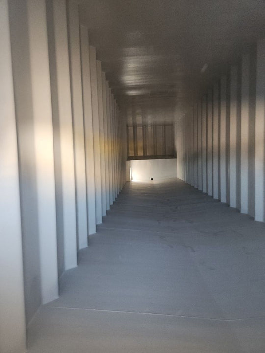 Interior of vapor-tight Wichita flat roof frac tank