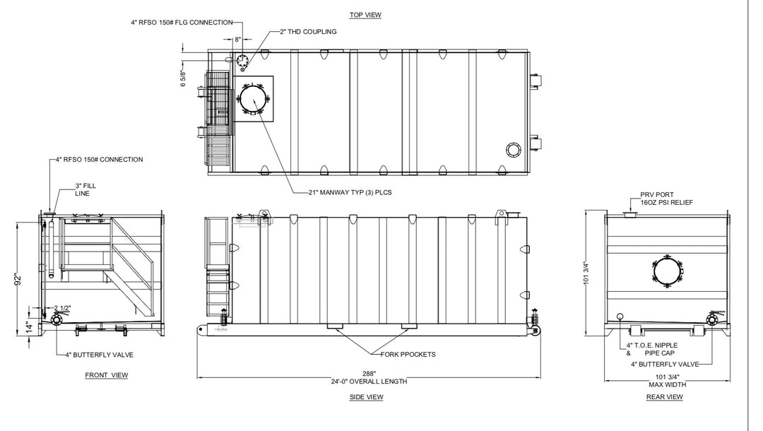Mini frac tank 200BBL spec sheet