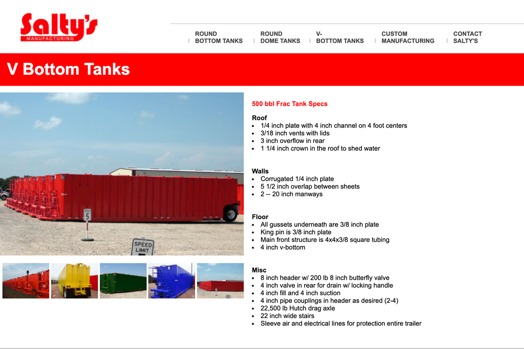 *BLACK* Salty's Flat Top Frac Tank with Internal Manifold